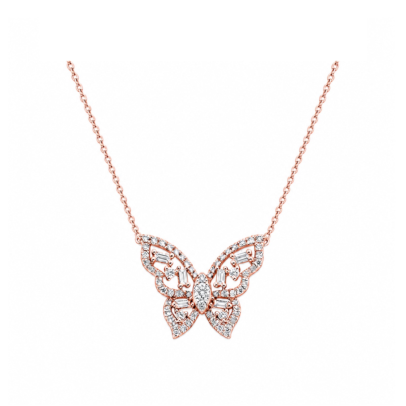 14K Gold Lab-Grown Diamond Butterfly Necklace