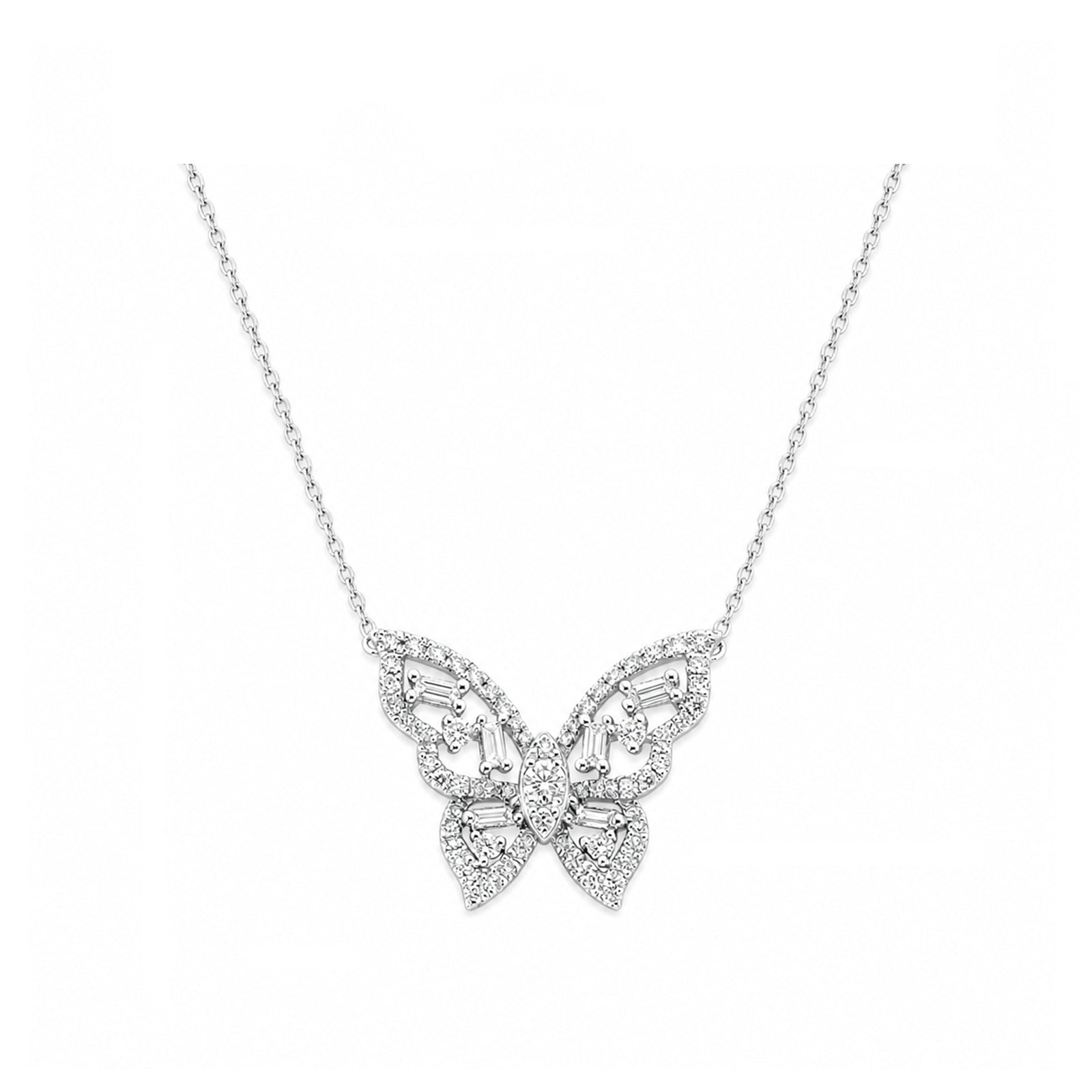 14K Gold Lab-Grown Diamond Butterfly Necklace