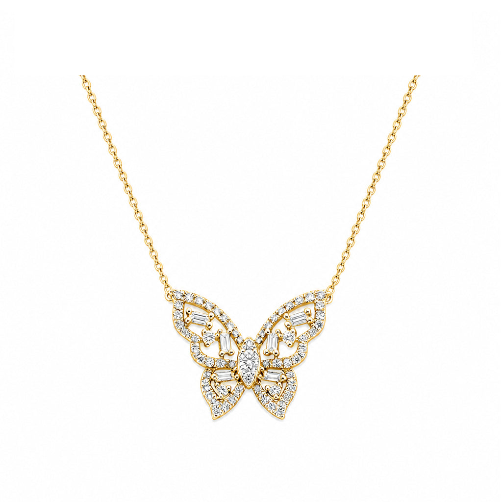 14K Gold Lab-Grown Diamond Butterfly Necklace