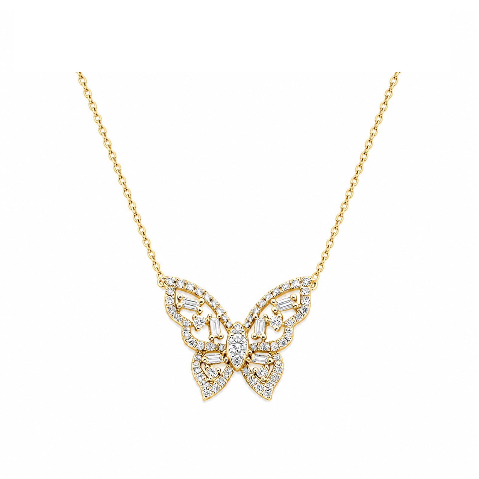 14K Gold Lab-Grown Diamond Butterfly Necklace