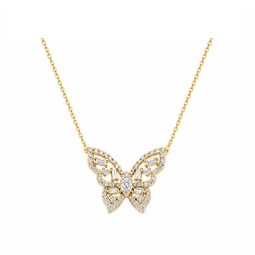 14K Gold Lab-Grown Diamond Butterfly Necklace