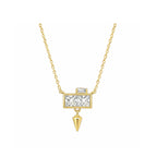 14K Gold Lab-Grown Diamond Square Bezel Spike Drop Necklace