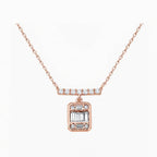 14K Gold Lab-Grown Diamond Bar & Emerald-Cut Pendant Necklace