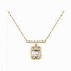 14K Gold Lab-Grown Diamond Bar & Emerald-Cut Pendant Necklace