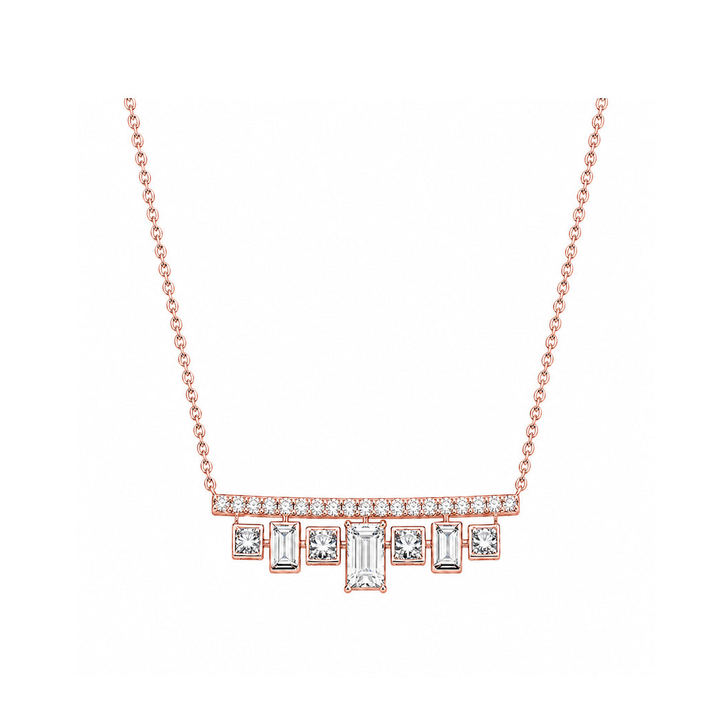 14K Gold Lab-Grown Diamond Crown Bar Fringe Necklace