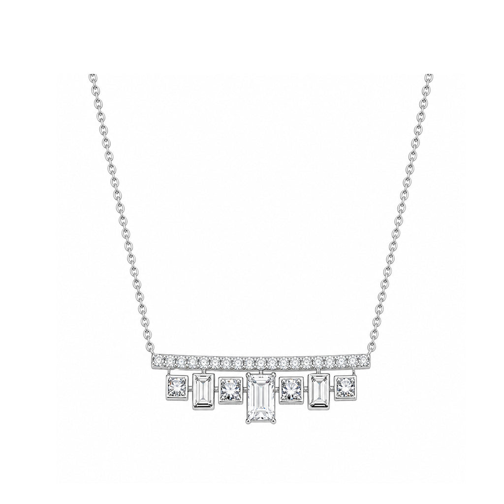 14K Gold Lab-Grown Diamond Crown Bar Fringe Necklace