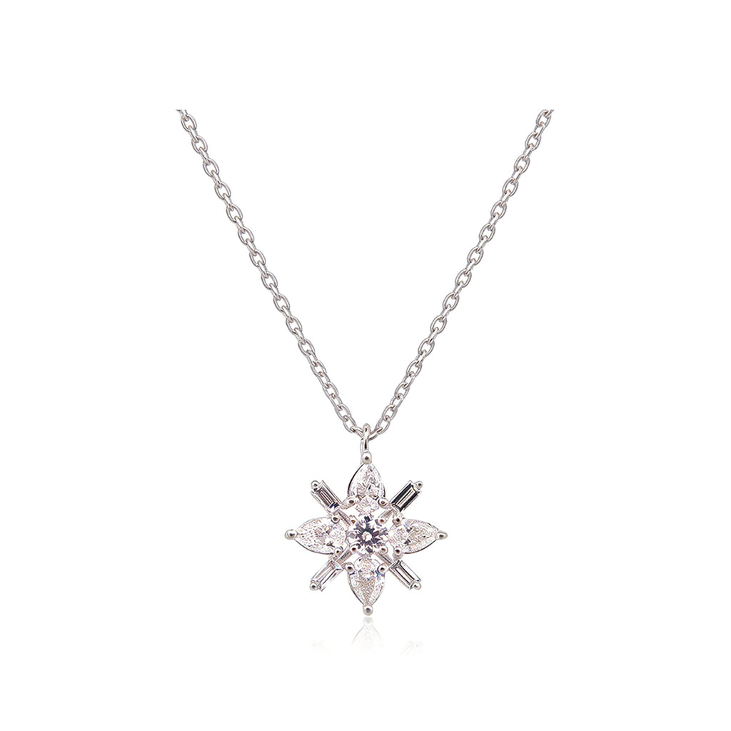 14K Gold Lab-Grown Diamond Star Flower Necklace