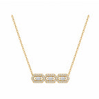 14K Gold Lab-Grown Diamond Triple Hexagon Bar Necklace