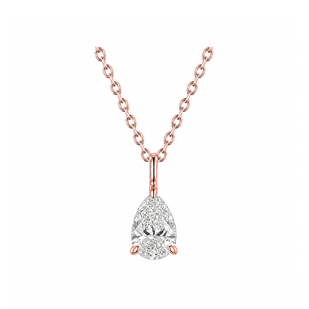 14K Gold Lab-Grown Diamond Classic Pear Solitaire Pendant Necklace