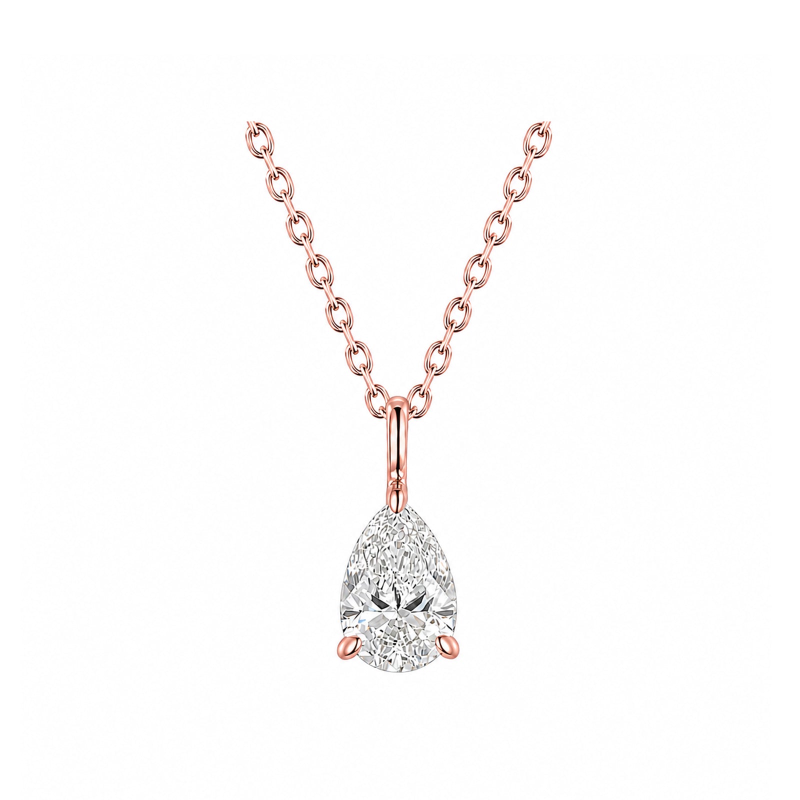 14K Gold Lab-Grown Diamond Classic Pear Solitaire Pendant Necklace