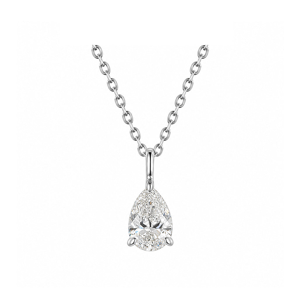 14K Gold Lab-Grown Diamond Classic Pear Solitaire Pendant Necklace