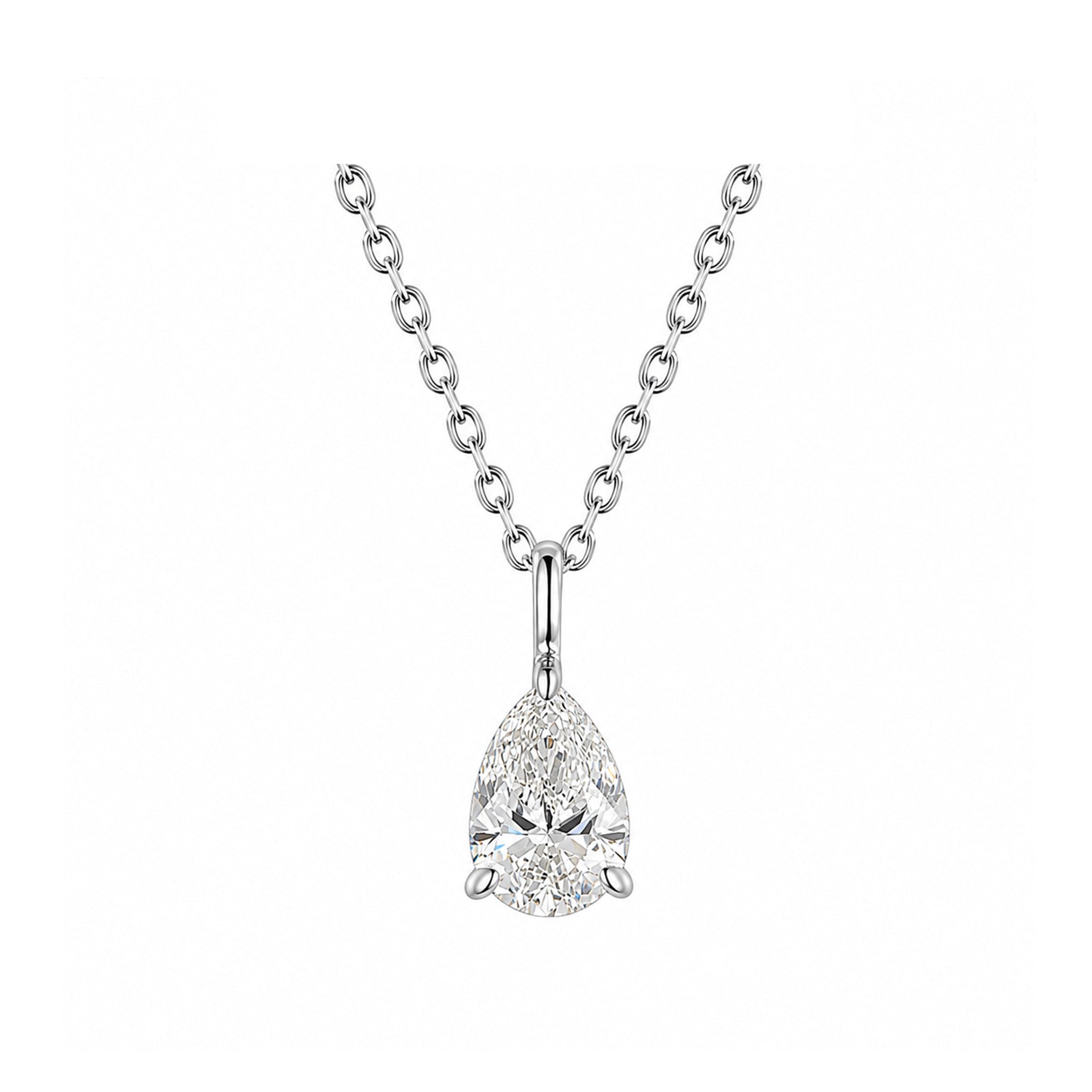 14K Gold Lab-Grown Diamond Classic Pear Solitaire Pendant Necklace