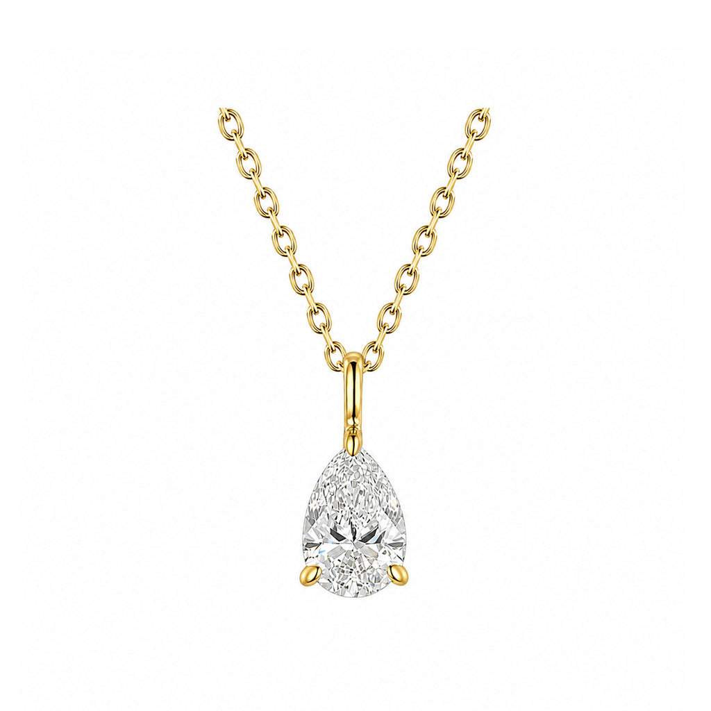 14K Gold Lab-Grown Diamond Classic Pear Solitaire Pendant Necklace