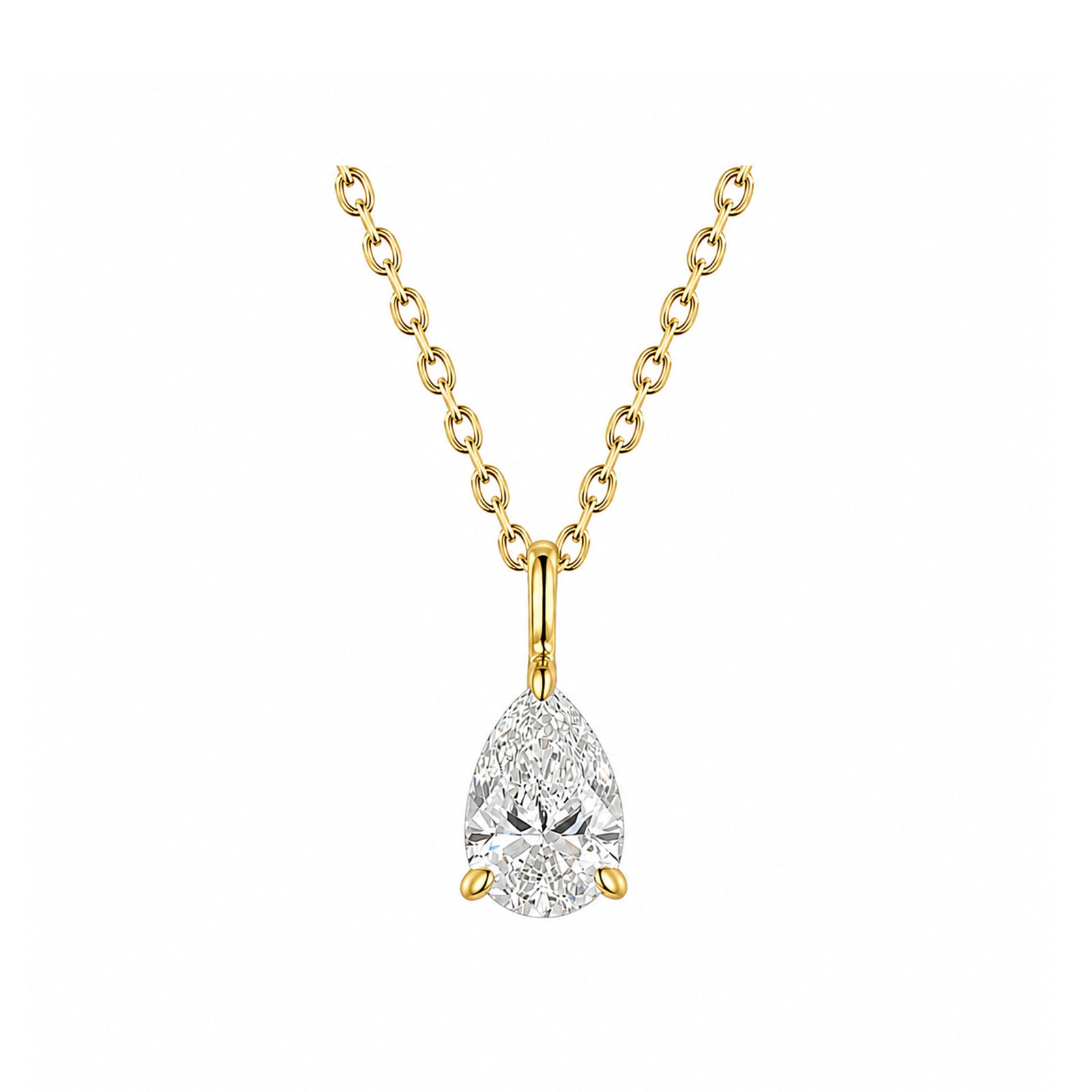 14K Gold Lab-Grown Diamond Classic Pear Solitaire Pendant Necklace