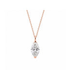 14K White Gold Lab-Grown Diamond Marquise (Navette) Pendant Necklace