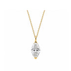14K White Gold Lab-Grown Diamond Marquise (Navette) Pendant Necklace