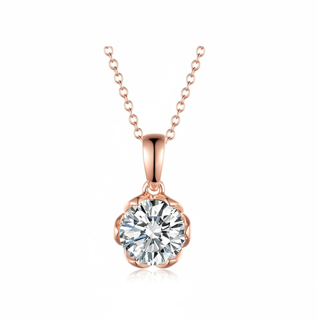 Timeless Gold Round Cut Diamond Pendant Necklace
