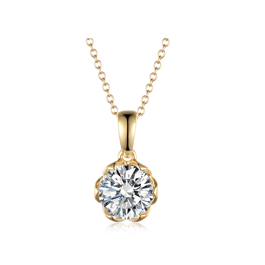 Timeless Gold Round Cut Diamond Pendant Necklace