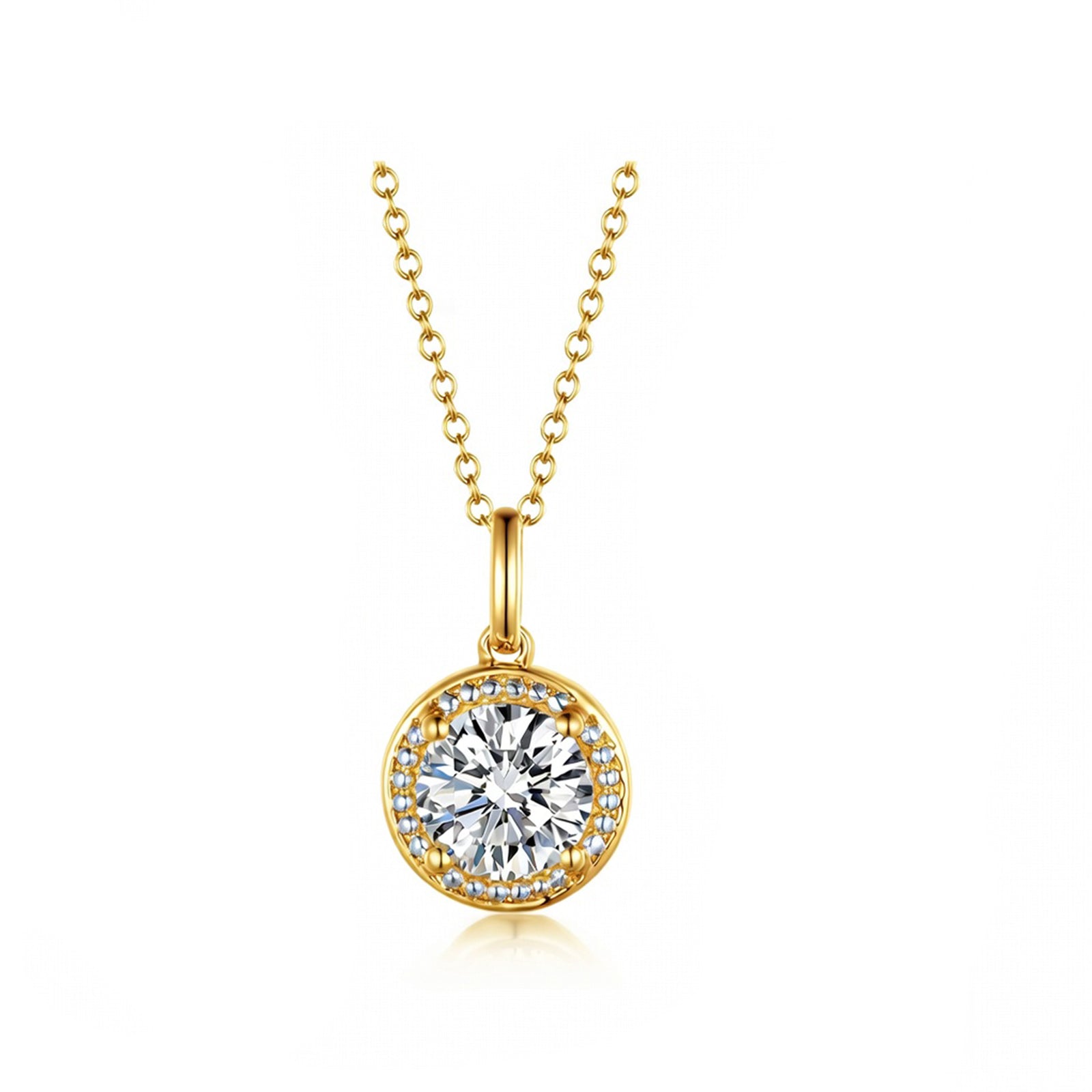 Classic Milgrain Bezel Round Solitaire Necklace