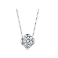 Flower Bezel Round Cut Solitaire Gold Diamond Pendant Necklace