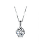Delicate Flower-Style Round Cut Solitaire Necklace in Rose Gold