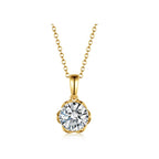 Delicate Flower-Style Round Cut Solitaire Necklace in Rose Gold