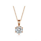 Classic Six-Prong Round Brilliant Cut White Gold Diamond Pendant Necklace