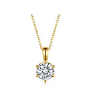 Classic Six-Prong Round Brilliant Cut White Gold Diamond Pendant Necklace