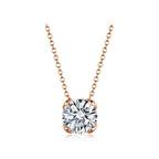 Minimalist Four-Prong Round Brilliant Cut White Gold Diamond Solitaire Necklace