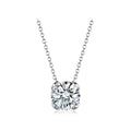 Minimalist Four-Prong Round Brilliant Cut White Gold Diamond Solitaire Necklace