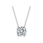 Minimalist Four-Prong Round Brilliant Cut White Gold Diamond Solitaire Necklace