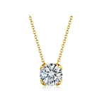 Minimalist Four-Prong Round Brilliant Cut White Gold Diamond Solitaire Necklace