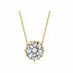 Delicate Flower-Style Round Brilliant Cut Rose Gold Diamond Solitaire Necklace