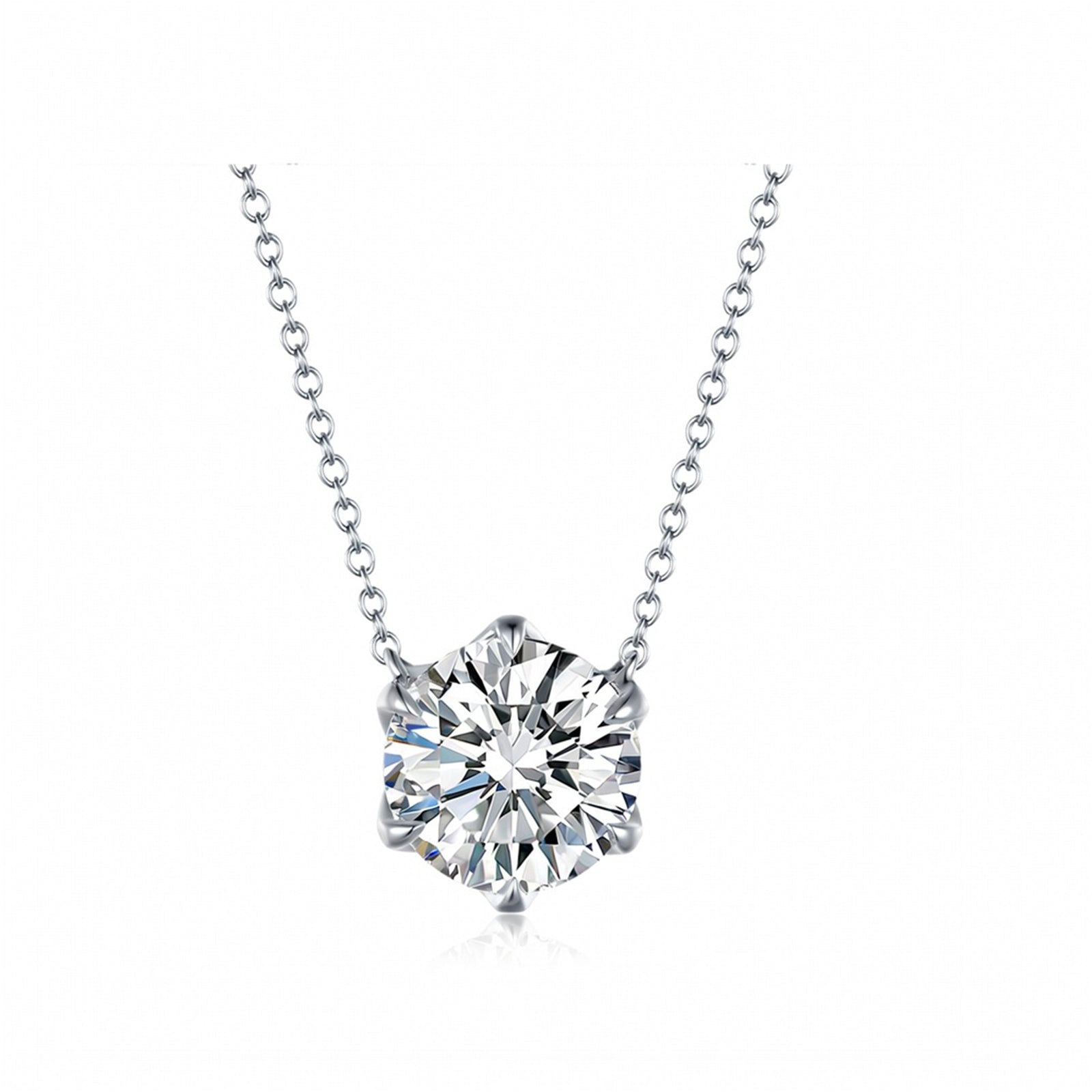 Minimalist Four-Prong Round Brilliant Cut Rose Gold Diamond Solitaire Necklace