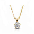 Classic Round Solitaire Pendant Necklace - 18K Gold Plated