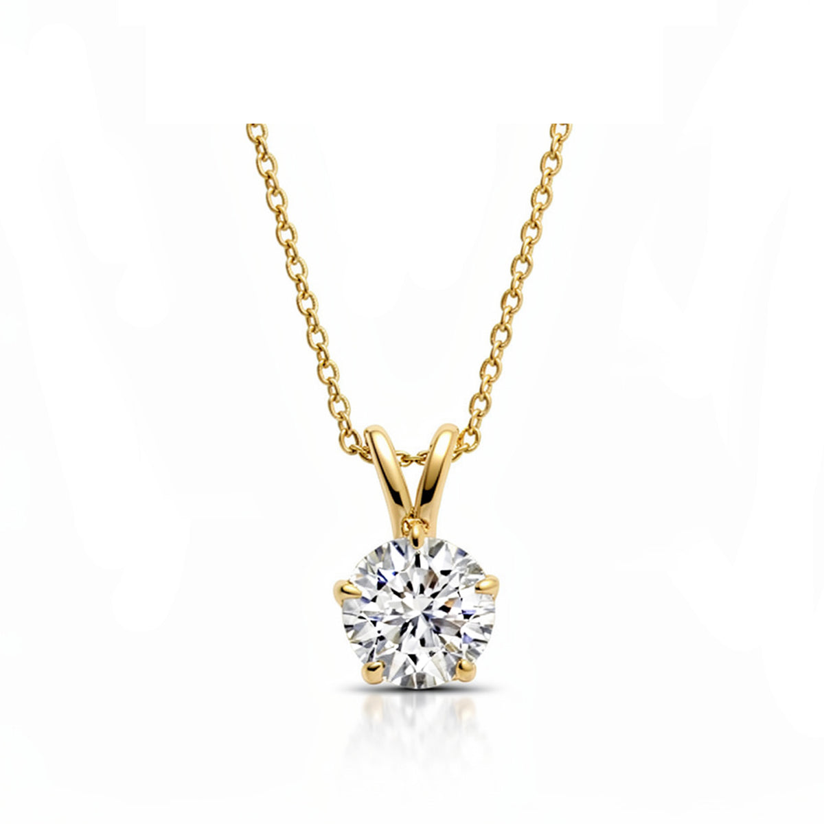 Classic Round Solitaire Pendant Necklace - 18K Gold Plated