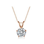 Elegant V-Bail Four-Prong Round Brilliant Cut Gold Diamond Solitaire Pendant Necklace