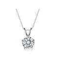 Elegant V-Bail Four-Prong Round Brilliant Cut Gold Diamond Solitaire Pendant Necklace