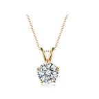Elegant V-Bail Four-Prong Round Brilliant Cut Gold Diamond Solitaire Pendant Necklace