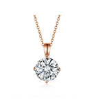 Minimalist 4-Prong Round Brilliant Cut White Gold Diamond Solitaire Pendant Necklace