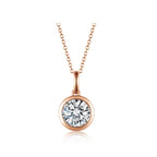 Minimalist Bezel-Set Round Brilliant Cut White Gold Diamond Solitaire Pendant Necklace