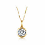 Minimalist Bezel-Set Round Brilliant Cut White Gold Diamond Solitaire Pendant Necklace