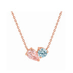 14K Gold Pink & Blue Lab-Grown Diamond Toi et Moi Necklace