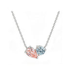 14K Gold Pink & Blue Lab-Grown Diamond Toi et Moi Necklace