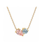 14K Gold Pink & Blue Lab-Grown Diamond Toi et Moi Necklace