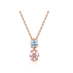 Modern Bar-Set Two-Stone Blue & White Round Cut White Gold Diamond Pendant Necklace