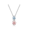 Modern Bar-Set Two-Stone Blue & White Round Cut White Gold Diamond Pendant Necklace