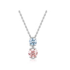 Modern Bar-Set Two-Stone Blue & White Round Cut White Gold Diamond Pendant Necklace