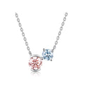 Romantic Toi et Moi Two-Stone Champagne & Blue Round Cut White Gold Diamond Pendant Necklace