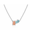 14K White Gold Orange Radiant & Blue Pear Toi et Moi Lab-Grown Diamond Necklace